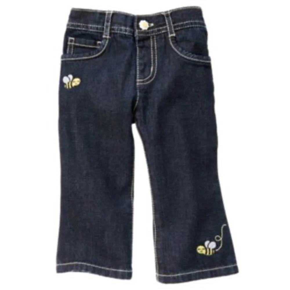 Gymboree Toddler Girls Bumblebee Embroidered Dark Wash Denim‎ Jeans 12-18 Months